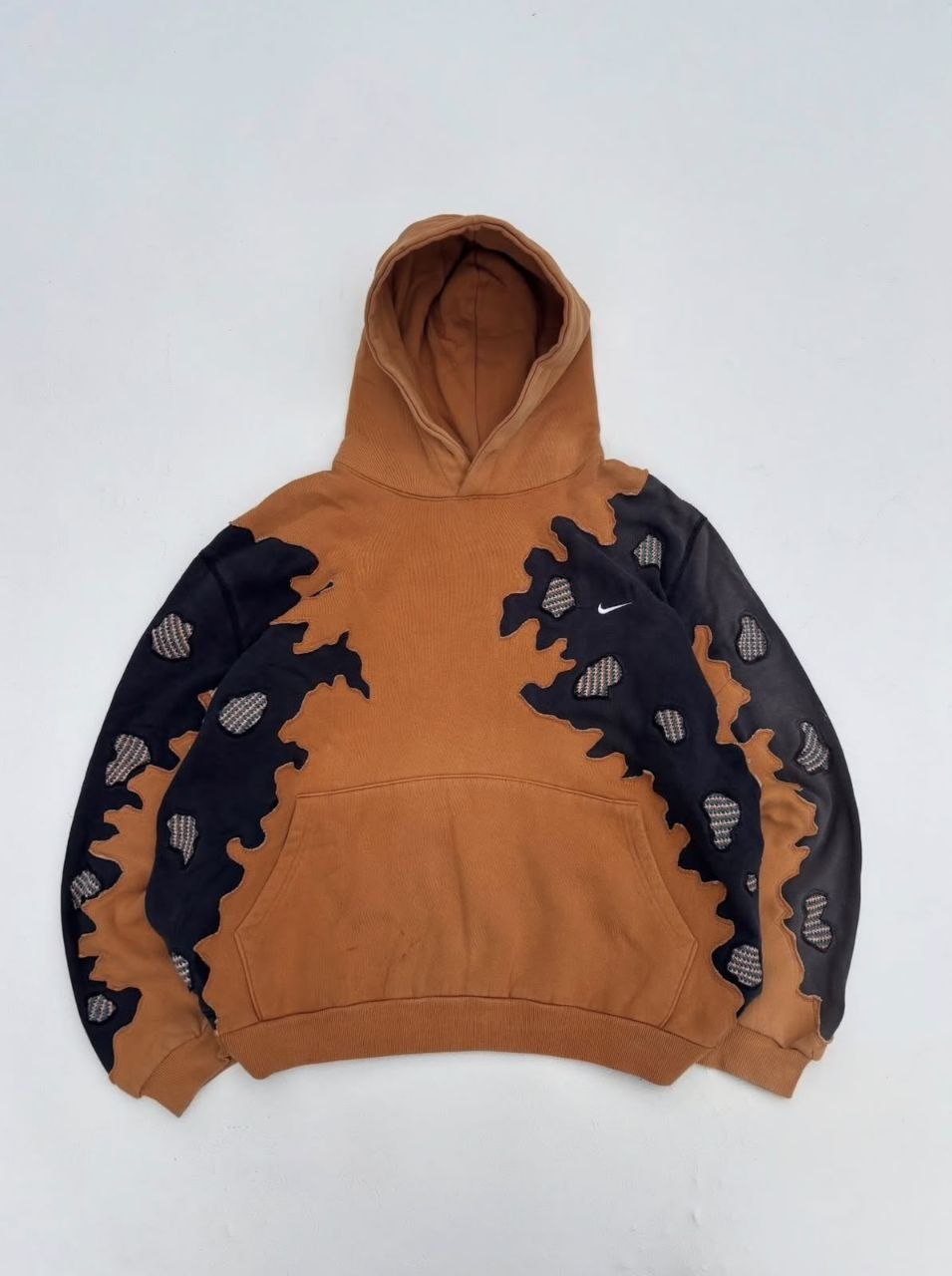Several Space re-worked cut and sewing Nike hoodie in brown and black