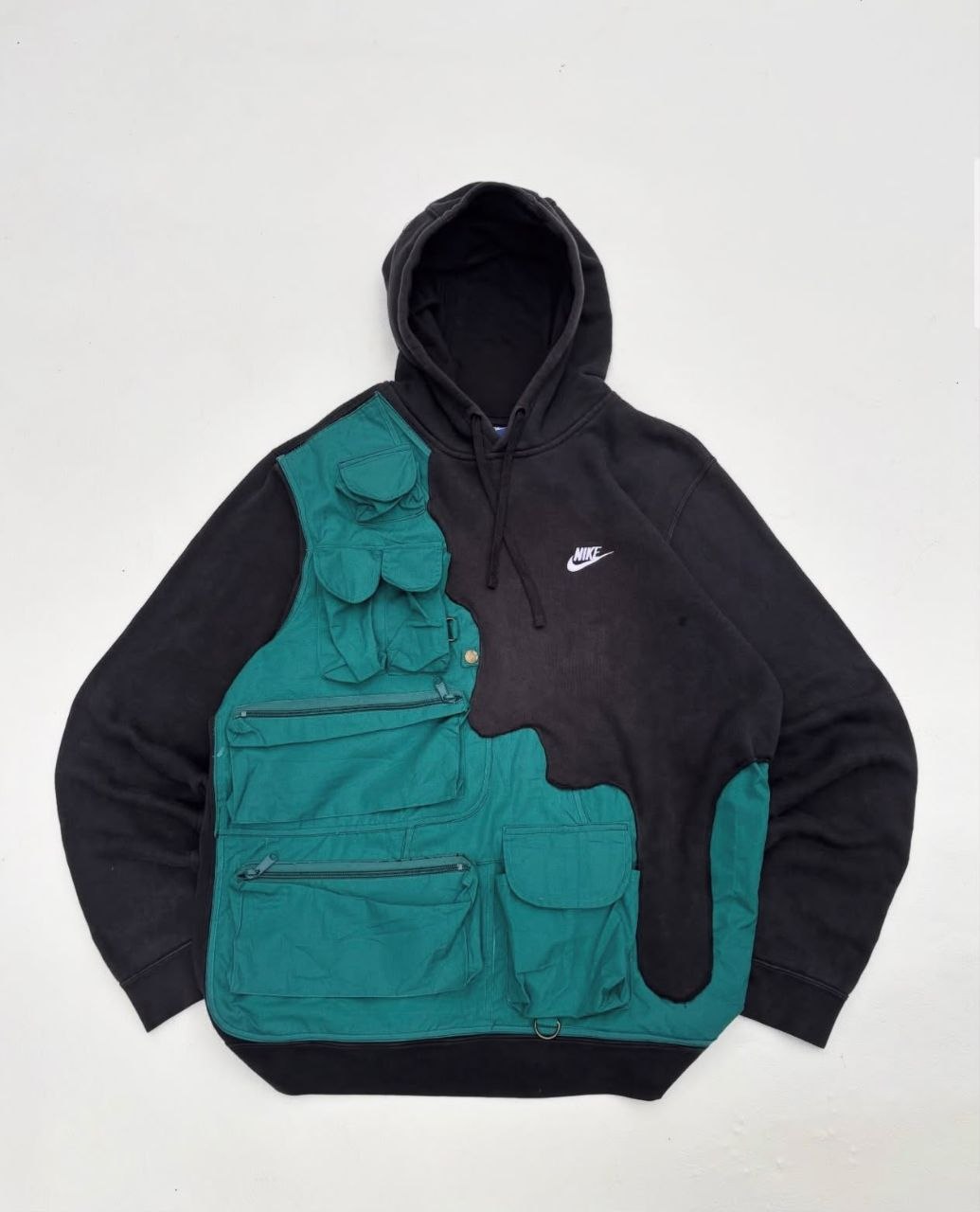 Re Work Black Nike Hoodie with Dripping Extra Pocket