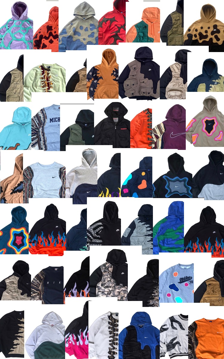 Several Space reworked garments collage